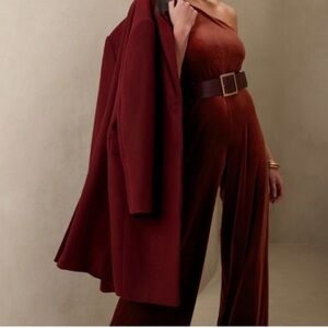 Banana Republic Velvet One-Shoulder Jumpsuit in Rich Rust